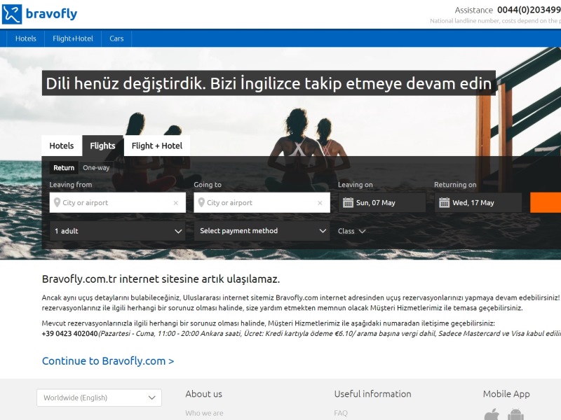 Bravofly, Türkçe Sitesini Kapatarak Türkiye Pazarından Çekildi.
