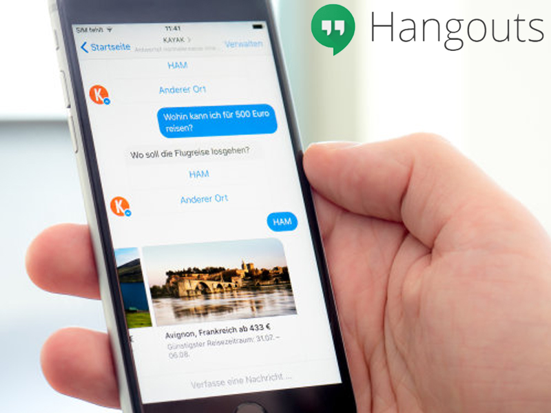 Google’ın Yeni Hangouts Sohbeti, Kayak Chatbot’la Başlatıldı