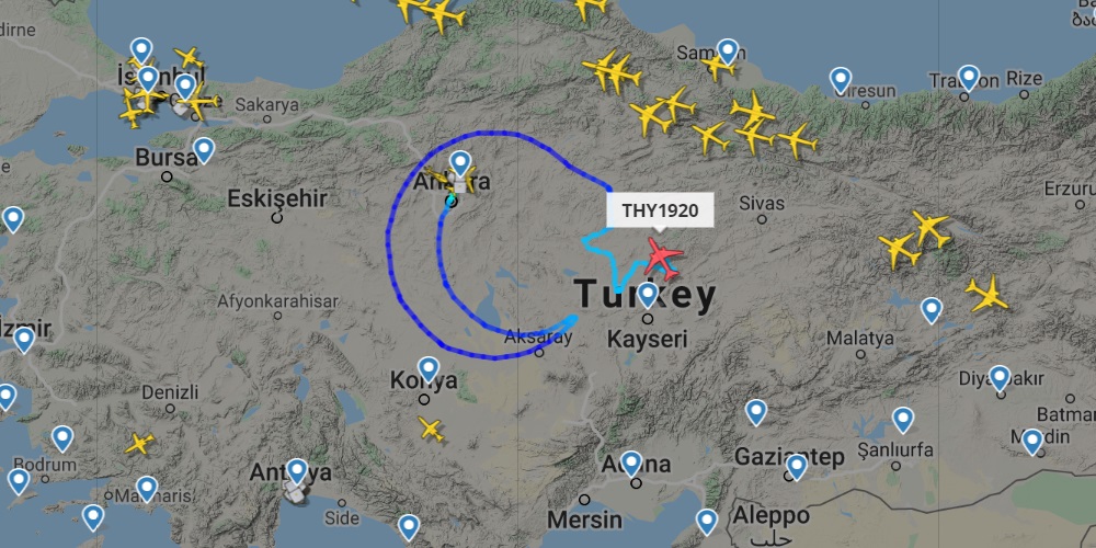 Türk Hava Yolları Şu anda Türkiye’nin Üzerine Ay Yıldız Çiziyor.