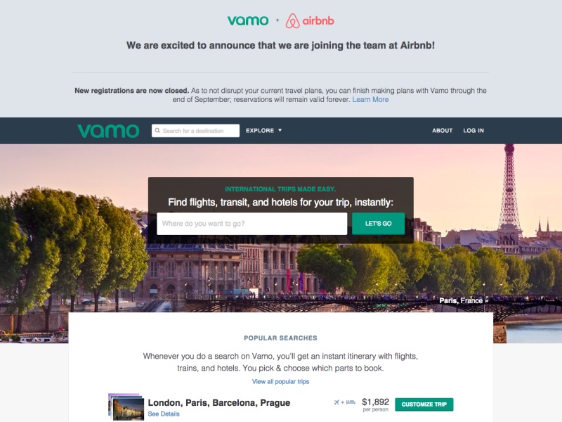 Airbnb, Seyahat Arama Şirketi Vamo’yu Satın Aldı